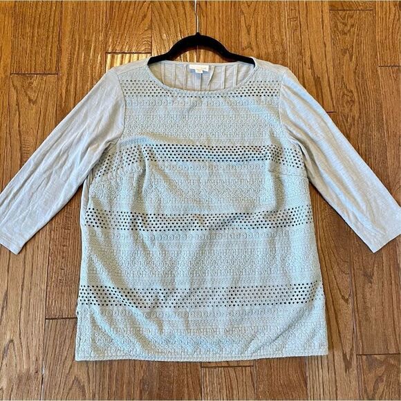 J. Jill crochet lace front grey top size sp - Picture 6 of 8